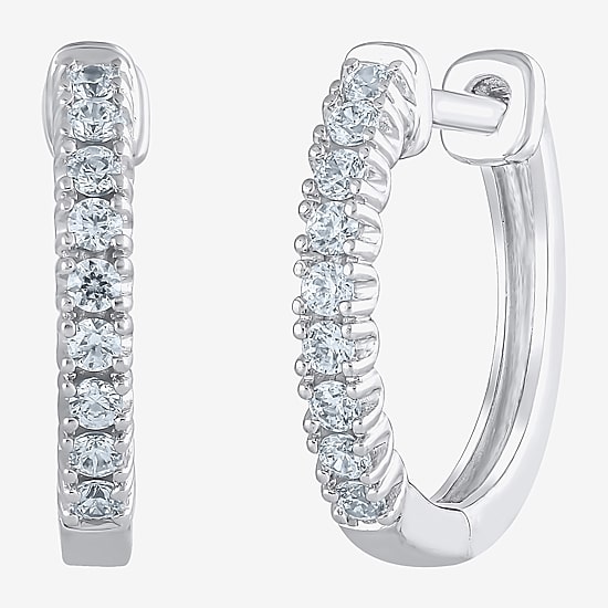 1/4 CT. T.W. Natural White Diamond 14K White or Yellow Gold 14mm Hoop Earrings