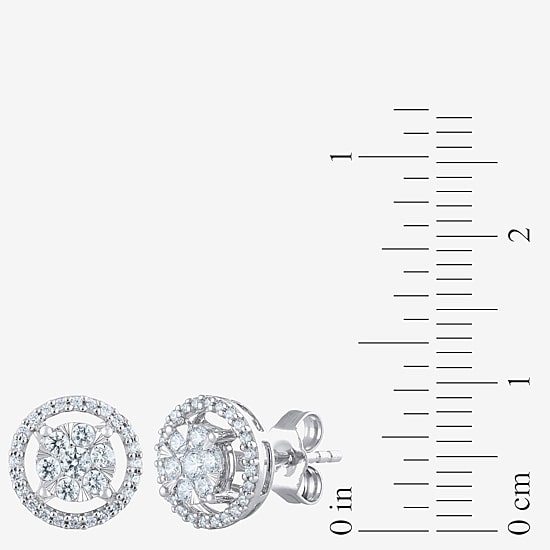 Certified 1/2 CT. T.W. Natural White Diamond 14K Gold 9.5mm Stud Earrings