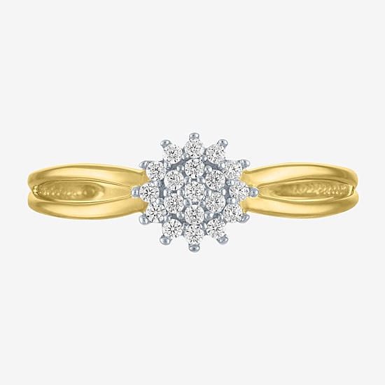 (G-H/ I1-I2) Womens 1/6 CT. T.W. Lab Grown White Diamond 10K Gold Cluster Cocktail Ring