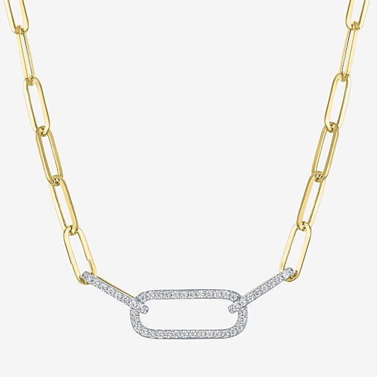Diamond Addiction (G-H/ I1-I2) Womens 1/4 CT. T.W. Lab Grown White Diamond 10K Gold Paperclip 18 Inch Pendant Necklace