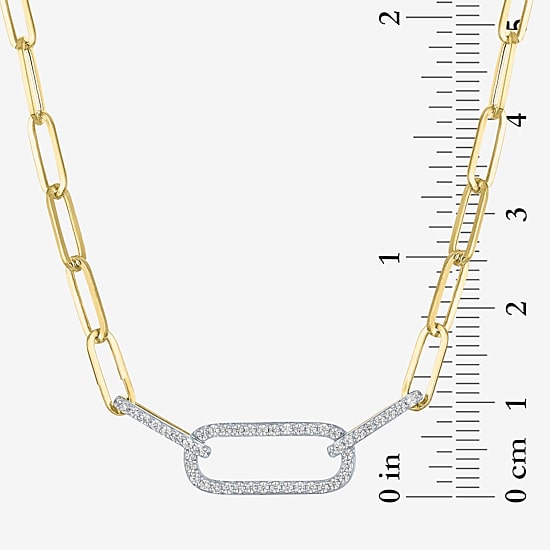 Diamond Addiction (G-H/ I1-I2) Womens 1/4 CT. T.W. Lab Grown White Diamond 10K Gold Paperclip 18 Inch Pendant Necklace