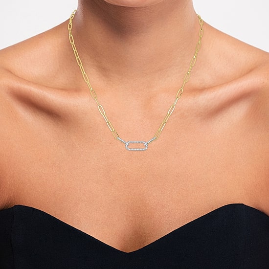 Diamond Addiction (G-H/ I1-I2) Womens 1/4 CT. T.W. Lab Grown White Diamond 10K Gold Paperclip 18 Inch Pendant Necklace