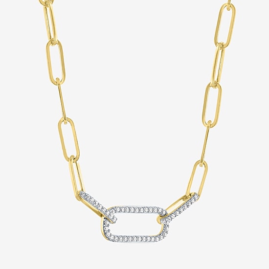 Diamond Addiction (G-H/ I1-I2) Womens 1/4 CT. T.W. Lab Grown White Diamond 10K Gold Paperclip 18 Inch Pendant Necklace