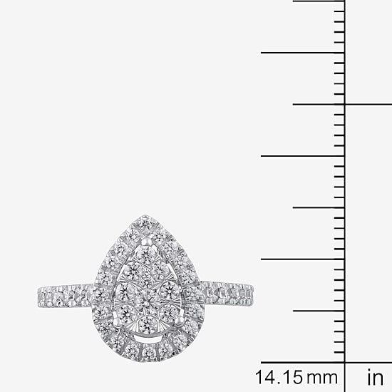 Signature By Modern Bride Womens 1 CT. T.W. Natural White Diamond 10K White Gold Pear Side Stone Halo Bridal Set