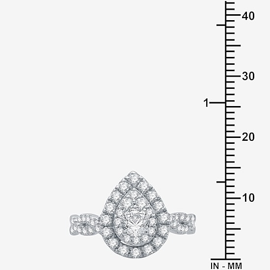 Signature By Modern Bride (G / Si1 - Si2) Womens 1 1/2 CT. T.W. Lab Grown White Diamond 10K Gold Side Stone Halo Bridal Set