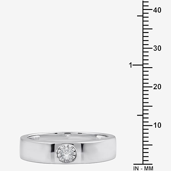 I Said Yes (H-I / I1) Mens 1/10 CT. T.W. Lab Grown White Diamond Sterling Silver Wedding Band