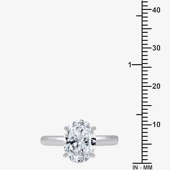 (G / VS2) Womens 3 CT. Lab-Grown White Diamond 14K Gold Oval Solitaire Engaement Ring