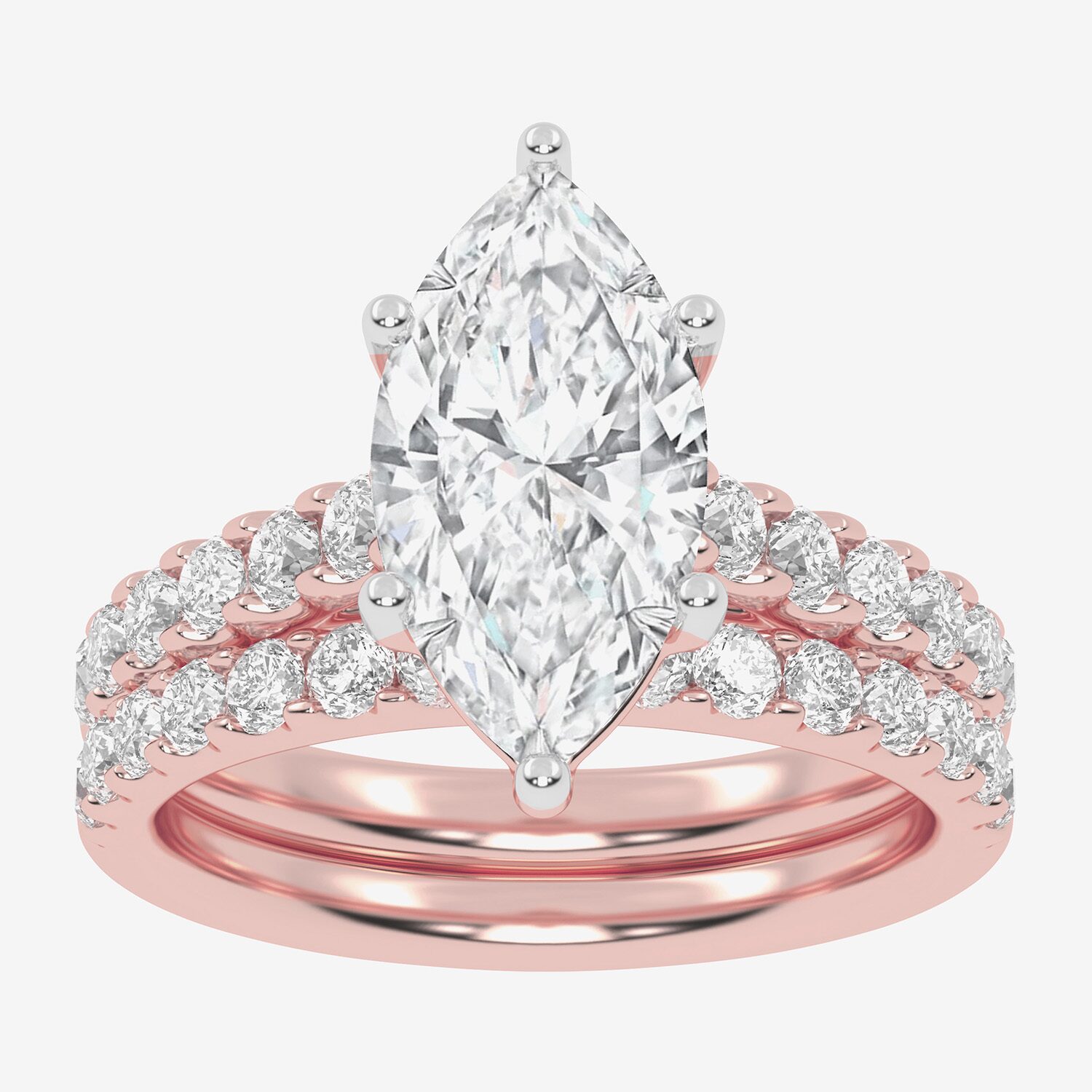 Signature By Modern Bride (G-H / Vs2-Si1) Womens 3 CT. T.W. Lab Grown White Diamond 14K Gold Marquise Side Stone Bridal Set