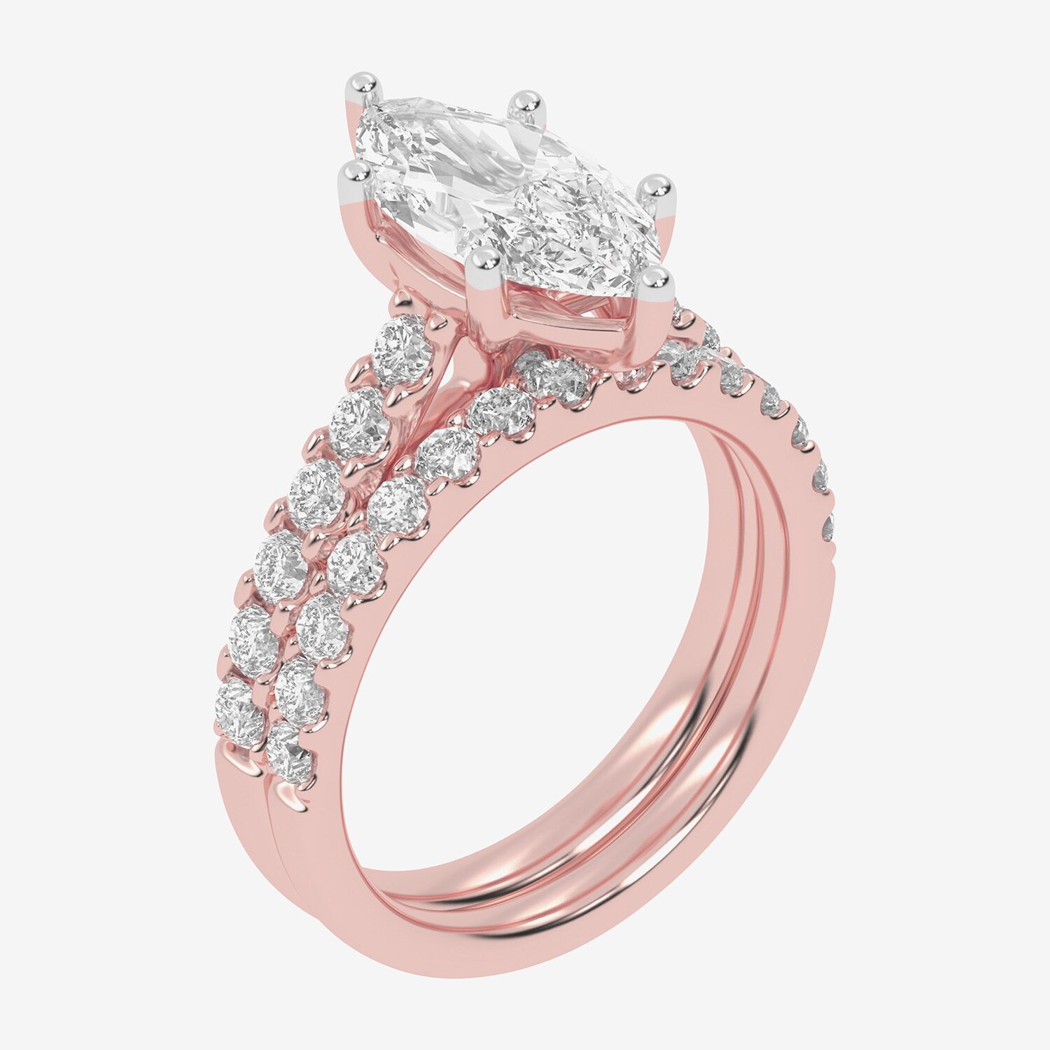 Signature By Modern Bride (G-H / Vs2-Si1) Womens 3 CT. T.W. Lab Grown White Diamond 14K Gold Marquise Side Stone Bridal Set