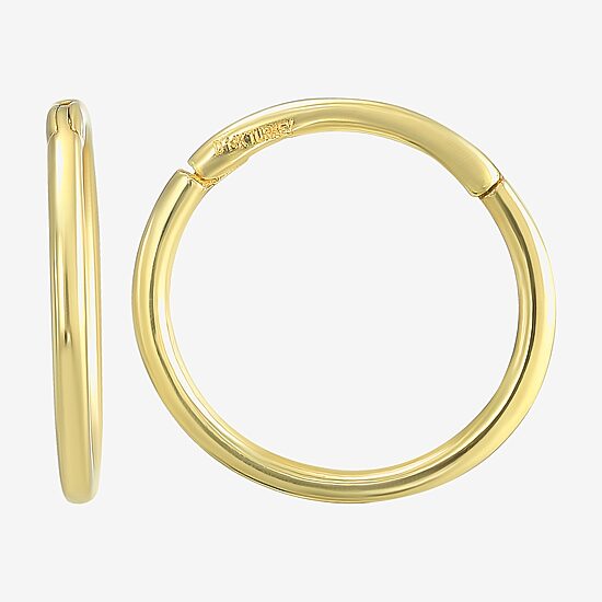 Mens 14K Gold 12mm Round Hoop Earrings