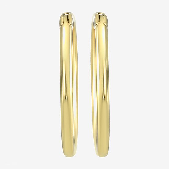 Mens 14K Gold 12mm Round Hoop Earrings