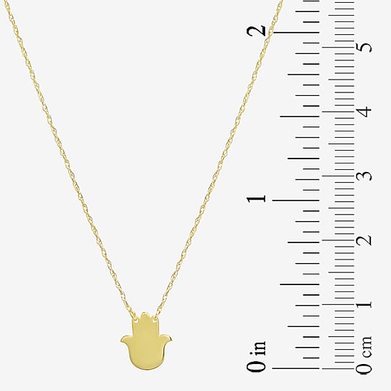 Womens 10K Gold Hamsa 18 Inch Pendant Necklace