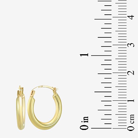 Womens 14K Gold 15mm Round Hoop Earrings