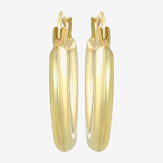 Womens 14K Gold 15mm Round Hoop Earrings