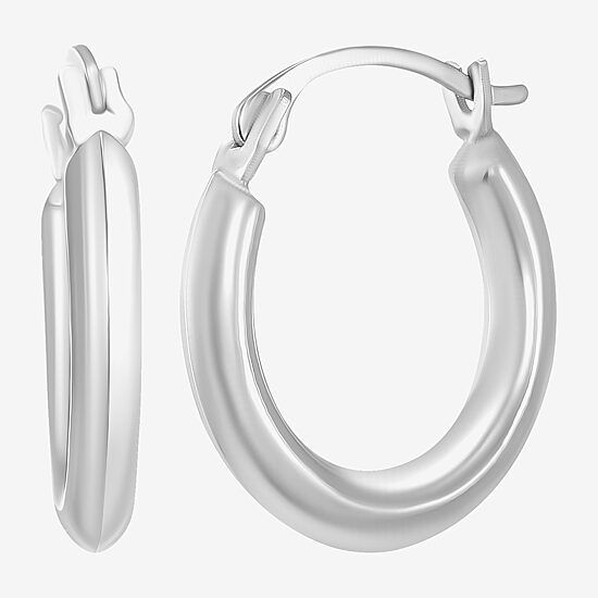 Womens 14K Gold 15mm Round Hoop Earrings