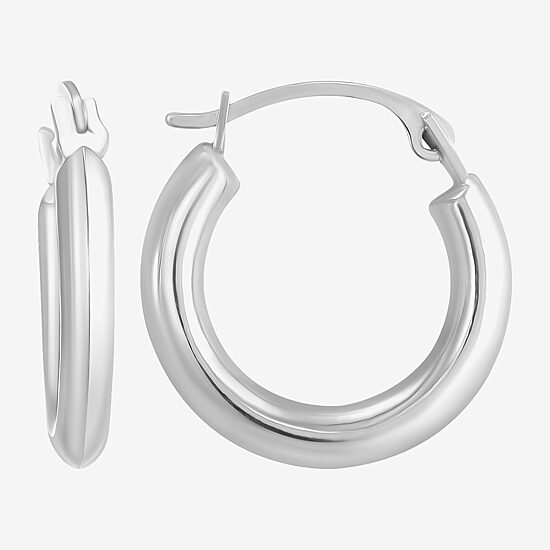 Womens 14K Gold 15mm Round Hoop Earrings