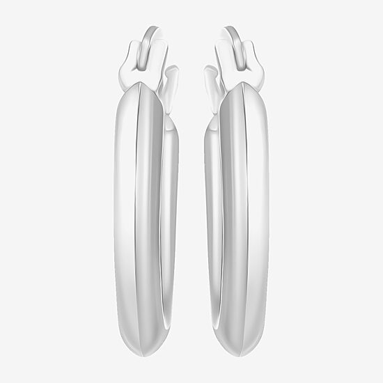 Womens 14K Gold 15mm Round Hoop Earrings