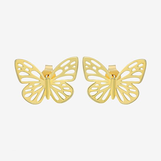 14K Gold 11.8mm Butterfly Stud Earrings