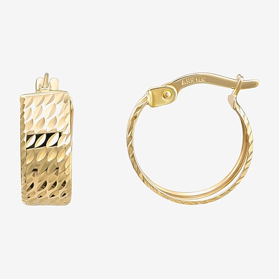 Womens 14K Gold 12mm Round Hoop Earrings