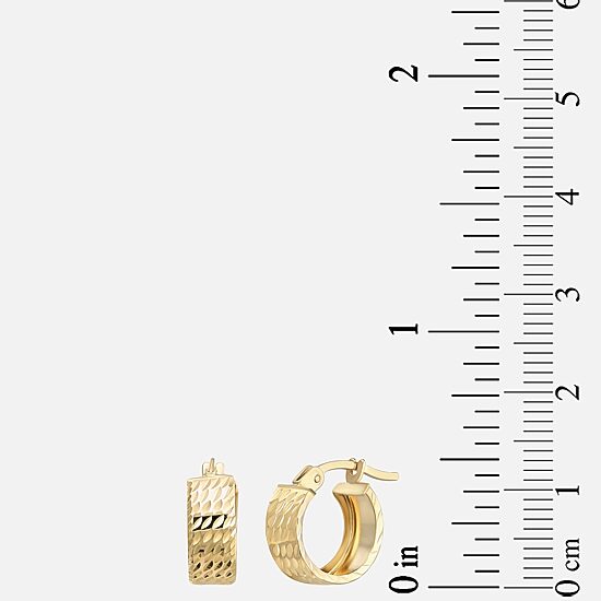 Womens 14K Gold 12mm Round Hoop Earrings