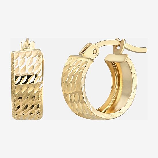 Womens 14K Gold 12mm Round Hoop Earrings