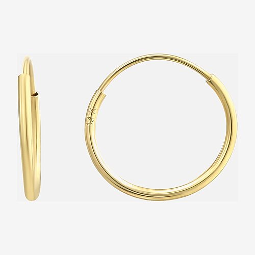 Womens 14K Gold 10mm Round Hoop Earrings, One Size