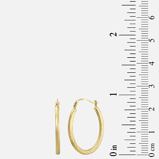 Womens 14K Gold 20mm Oval Hoop Earrings