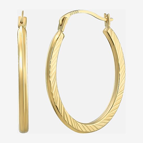 Womens 14K Gold 20mm Oval Hoop Earrings