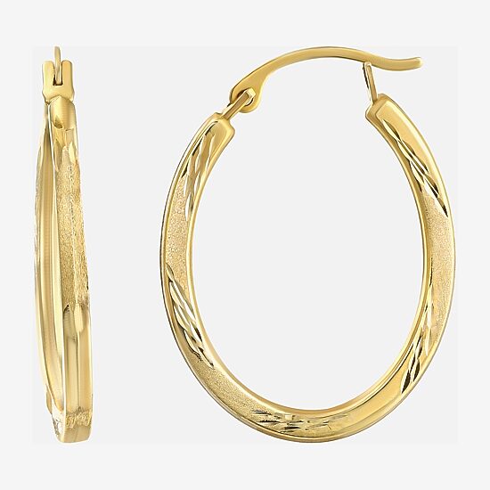 Womens 14K Gold 20mm Oval Hoop Earrings
