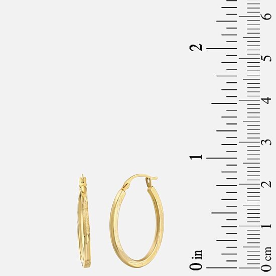 Womens 14K Gold 20mm Oval Hoop Earrings