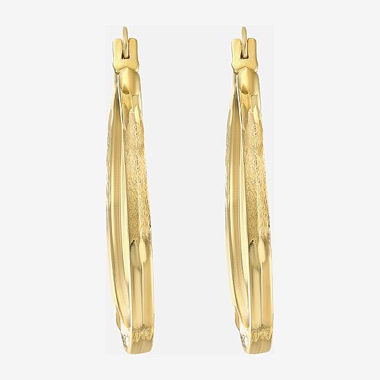Womens 14K Gold 20mm Oval Hoop Earrings