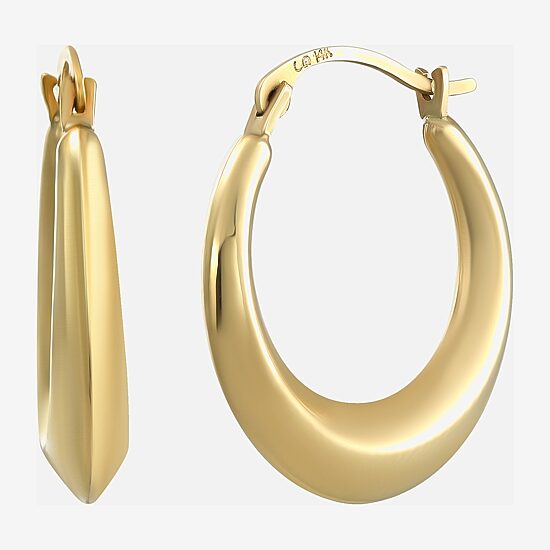 Womens 14K Gold 17mm Round Hoop Earrings