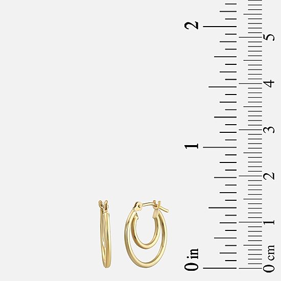Womens 14K Gold 14mm Round Hoop Earrings
