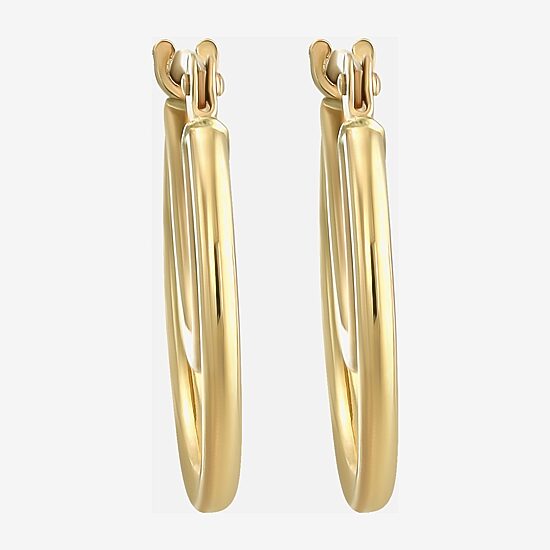 Womens 14K Gold 14mm Round Hoop Earrings