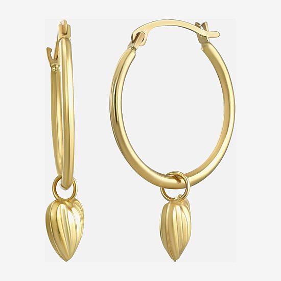Womens 14K Gold 30mm Round Hoop Earrings