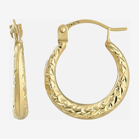 Womens 14K Gold 14mm Round Hoop Earrings