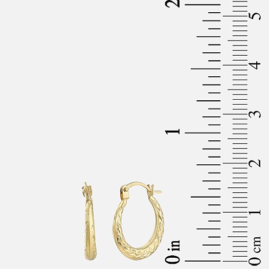 Womens 14K Gold 14mm Round Hoop Earrings