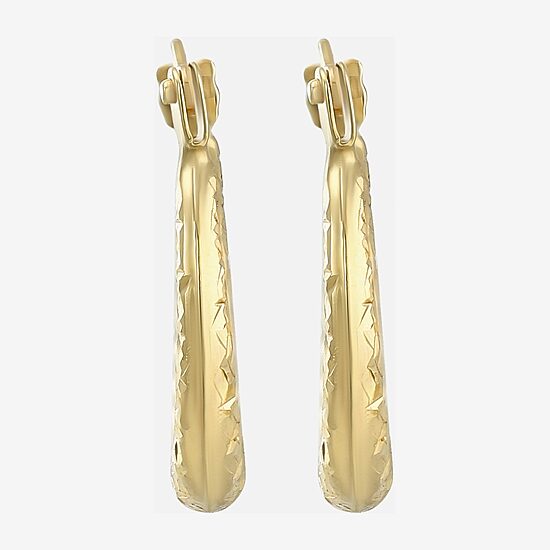 Womens 14K Gold 14mm Round Hoop Earrings