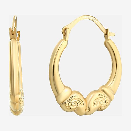 Womens 10K Gold 16.6mm Round Hoop Earrings