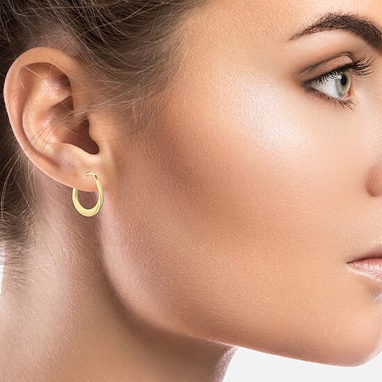 Womens 10K Gold 18mm Round Hoop Earrings