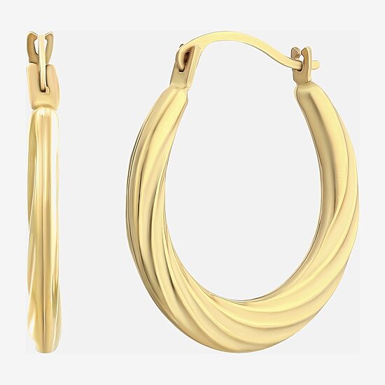 Womens 10K Gold 18mm Round Hoop Earrings