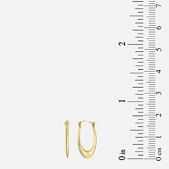 Womens 10K Gold 14.5mm Oval Hoop Earrings