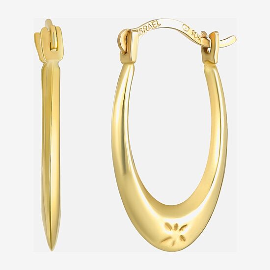 Womens 10K Gold 14.5mm Oval Hoop Earrings