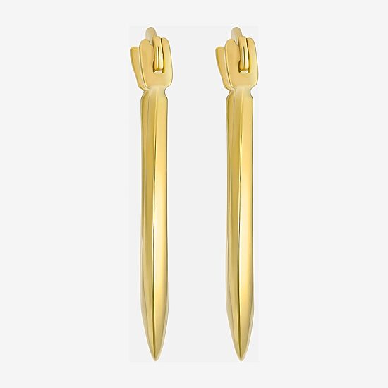 Womens 10K Gold 14.5mm Oval Hoop Earrings