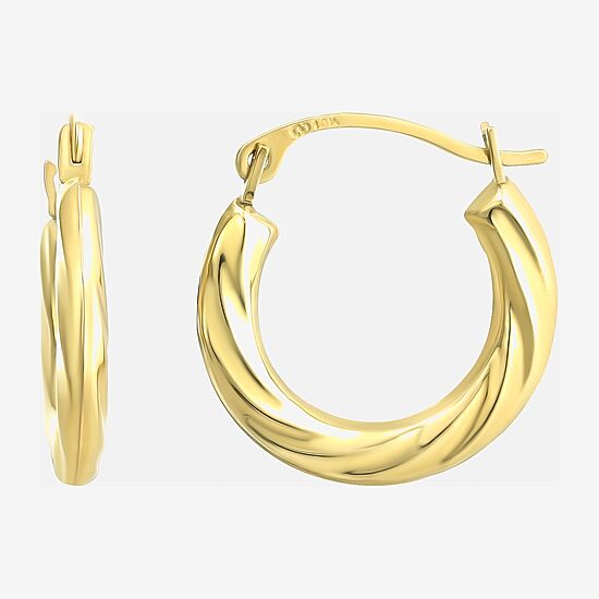 Womens 10K Gold 15mm Oval Hoop Earrings