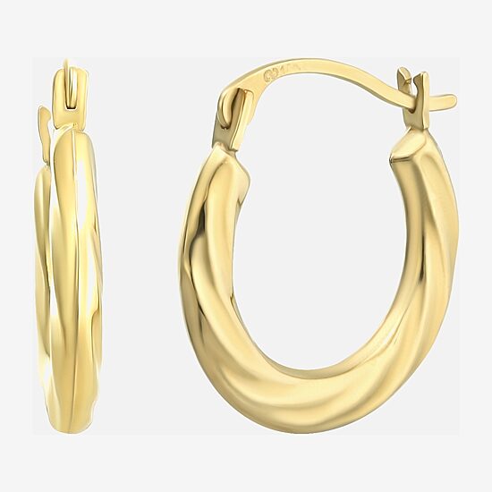 Womens 10K Gold 15mm Oval Hoop Earrings