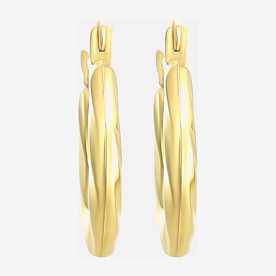 Womens 10K Gold 15mm Oval Hoop Earrings