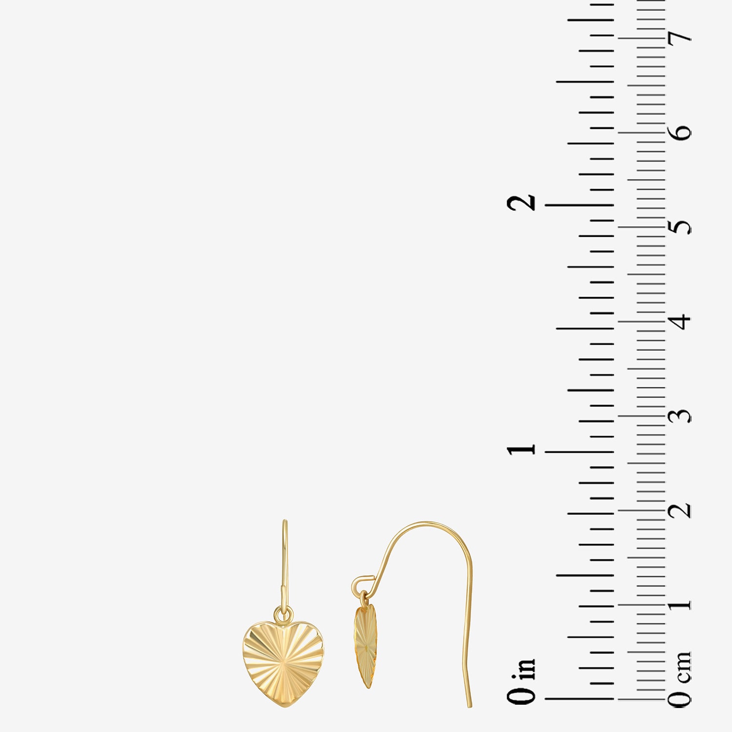 Womens 14K Gold Heart Drop Earrings