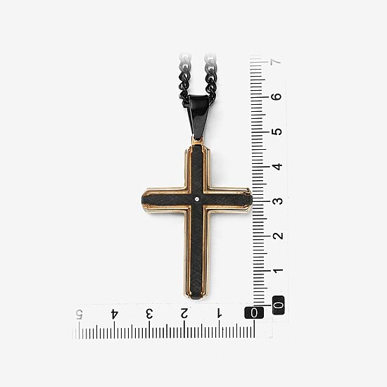 Mens Diamond Accent Natural Diamond Stainless Steel Cross 24 Inch Pendant Necklace