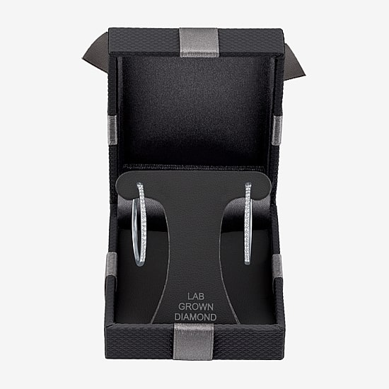 (I1-I2/ G-H) Womens 1/4 CT. T.W. Lab Grown White Diamond Sterling Silver 23.4mm Hoop Earrings